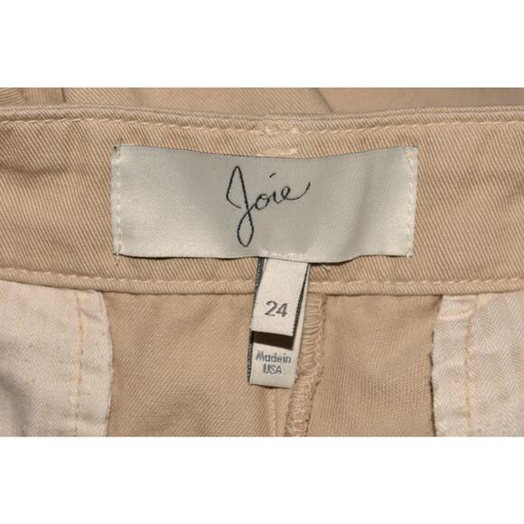 JOIE $188 Mid-Rise Cropped Wide Leg Cotton Khaki Pant Beige Size‎ 24 - Picture 3 of 3